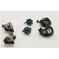 3-PAIRS NAVAJO STERLING TWIST BACK EARRINGS