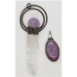 2-STERLING PENDANTS BOTH WITH LIGHT PURPLE
