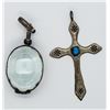 Image 1 : 2-STERLING PENDANTS: (1)CROSS WITH TURQUOISE