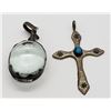 Image 2 : 2-STERLING PENDANTS: (1)CROSS WITH TURQUOISE