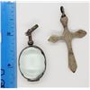 Image 3 : 2-STERLING PENDANTS: (1)CROSS WITH TURQUOISE