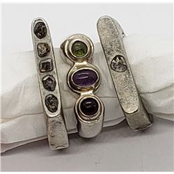 3-UNIQUE STERLING RINGS WITH A SQUARE-LIKE