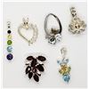 Image 1 : 6-STERLING PENDANTS WITH MULTI COLORED GEMS!