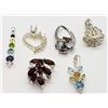 Image 2 : 6-STERLING PENDANTS WITH MULTI COLORED GEMS!