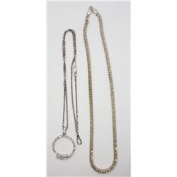 2-STERLING NECKLACES/CHAINS PLUS ONE CIRUCLAR