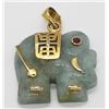 Image 2 : 925 GOLD TONED CARVED JADE ELEPHANT ORIENTAL