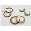 Image 2 : 3-PAIRS OF GOLD TONED STERLING HOOP PIERCED