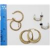 Image 3 : 3-PAIRS OF GOLD TONED STERLING HOOP PIERCED