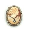 Image 1 : 14K GOLD CAMEO DIAMOND BROOCH