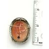 Image 2 : 14K GOLD CAMEO DIAMOND BROOCH