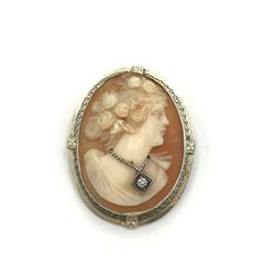 14K CAMEO DIAMOND BROOCH