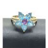 Image 1 : 14K GOLD FLOWER RING BLUE & PURPLE SZ 7.5