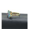 Image 2 : 14K GOLD FLOWER RING BLUE & PURPLE SZ 7.5