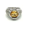 Image 1 : 14K GOLD RING W ORANGE STONE & DIAMONDS