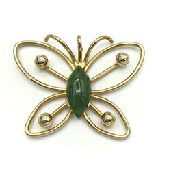 1/20 12K GOLD FILLED BUTTERFLY PENDANT W/ JADE