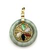 Image 1 : 14K GOLD JADE CIRCLE PENDANT W MULTI