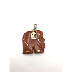 10 (RED JADE?) ELEPHANT PENDANT