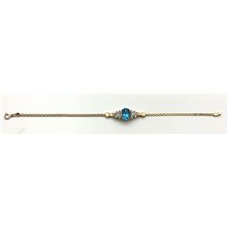 14K BRACELET W BLUE STONE & DIAMONDS