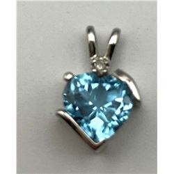 10K GOLD PENDANT BLUE STONE DIAMOND