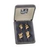 Image 1 : Sterling Silver and 14KT gold James Reid Indian Face Shirt Studs with Rubys