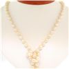 Image 1 : Estate 38" Long 6.5-7mm Natural Pearl Strand Lariat Necklace w/ Dual 14K Tassels