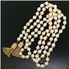 Image 2 : Estate 38" Long 6.5-7mm Natural Pearl Strand Lariat Necklace w/ Dual 14K Tassels