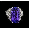 Image 2 : 10.50 ctw Tanzanite and Diamond Ring - 14KT White Gold