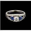 Image 2 : 0.95 ctw Diamond and Sapphire Ring - 14KT White Gold