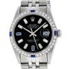 Image 1 : Rolex Mens Stainless Steel Black Baguette Diamond Dial & Sapphire Datejust Wrist