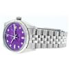 Image 4 : Rolex Mens Stainless Purple Diamond 36MM Datejust Wristwatch