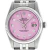 Image 1 : Rolex Mens Stainless Steel Pink Diamond 36MM Datejust Wristwatch