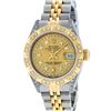 Image 2 : Rolex Ladies 2 Tone Yellow Gold Champagne Diamond Lugs & Pyramid Datejust Wriswa