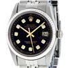 Image 2 : Rolex Mens Stainless Steel 36MM Black Diamond Datejust Wristwatch