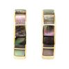 Image 1 : Inlaid Black Mother of Pearl J-Style Earrings - 14KT Yellow Gold