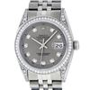 Image 1 : Rolex Mens Stainless Steel Slate Grey Lugs & Diamond Bezel Datejust Wristwatch
