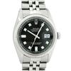 Image 1 : Rolex Mens Stainless Black Diamond 36MM Datejust Wristwatch