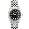 Image 2 : Rolex Mens Stainless Black Diamond 36MM Datejust Wristwatch