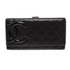 Image 2 : Chanel Black Quilted Leather Black CC Cambon Long Wallet