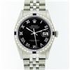 Image 1 : Rolex Mens Stainless Steel Black Roman Diamond & Sapphire Datejust Wristwatch