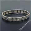 Image 2 : Art Deco Etched 14kt White Gold Diamond and Sapphire Filigree Line Bracelet