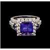 Image 2 : 4.94 ctw Tanzanite, Sapphire and Diamond Ring - 14KT White Gold