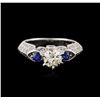 Image 2 : 18KT White Gold 1.30 ctw Sapphire and Diamond Ring
