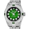 Image 1 : Rolex Ladies Stainless Steel  Green Vignette Diamond Lugs & Emerald Datejust Wri