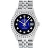 Image 2 : Rolex Mens Stainless Steel Blue Vignette 3 ctw Diamond Datejust Wristwatch
