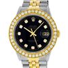 Image 1 : Rolex Mens 2 Tone 18K Black 2.5 ctw Diamond Datejust Wristwatch With Rolex Box &