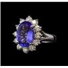 Image 1 : 4.68 ctw Tanzanite and Diamond Ring - 14KT White Gold