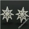 Image 2 : 18kt White Gold 3.35 ctw Diamond Star Burst Cluster Earrings