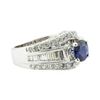 Image 1 : 2.49 ctw Round Brilliant Blue Sapphire And Diamond Ring - 14KT White Gold
