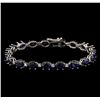 Image 1 : 14KT White Gold 16.95 ctw Sapphire and Diamond Bracelet