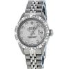 Image 2 : Rolex Ladies Stainless Steel Silver Pyramid Diamond Datejust Wristwatch